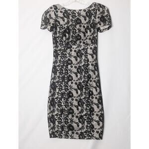 TOP SHOP Black lace Pencil Bodycon dress nude lining sizes 4 WhimsyGoth Glam